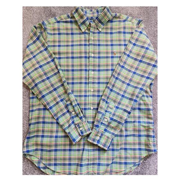 Ralph Lauren Other - Ralph Lauren Men's Large 100% Cotton Classic Fit Blue Green Plaid Button Down